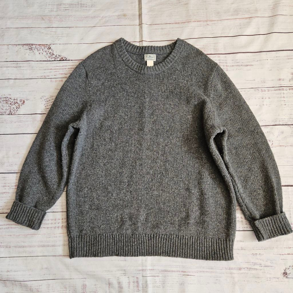 L.L. Bean Classic Ragg Wool Lambswool Gray Jumper Knit Sweater Mens XXL